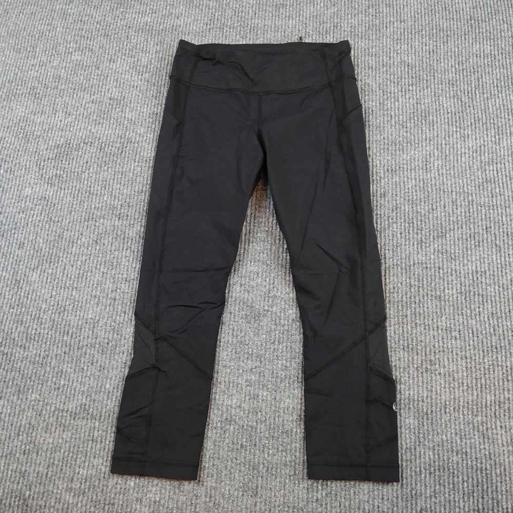 Lululemon Leggings Womens 6 Black Crop Zip Pocket Running Yoga Stretch Athletic